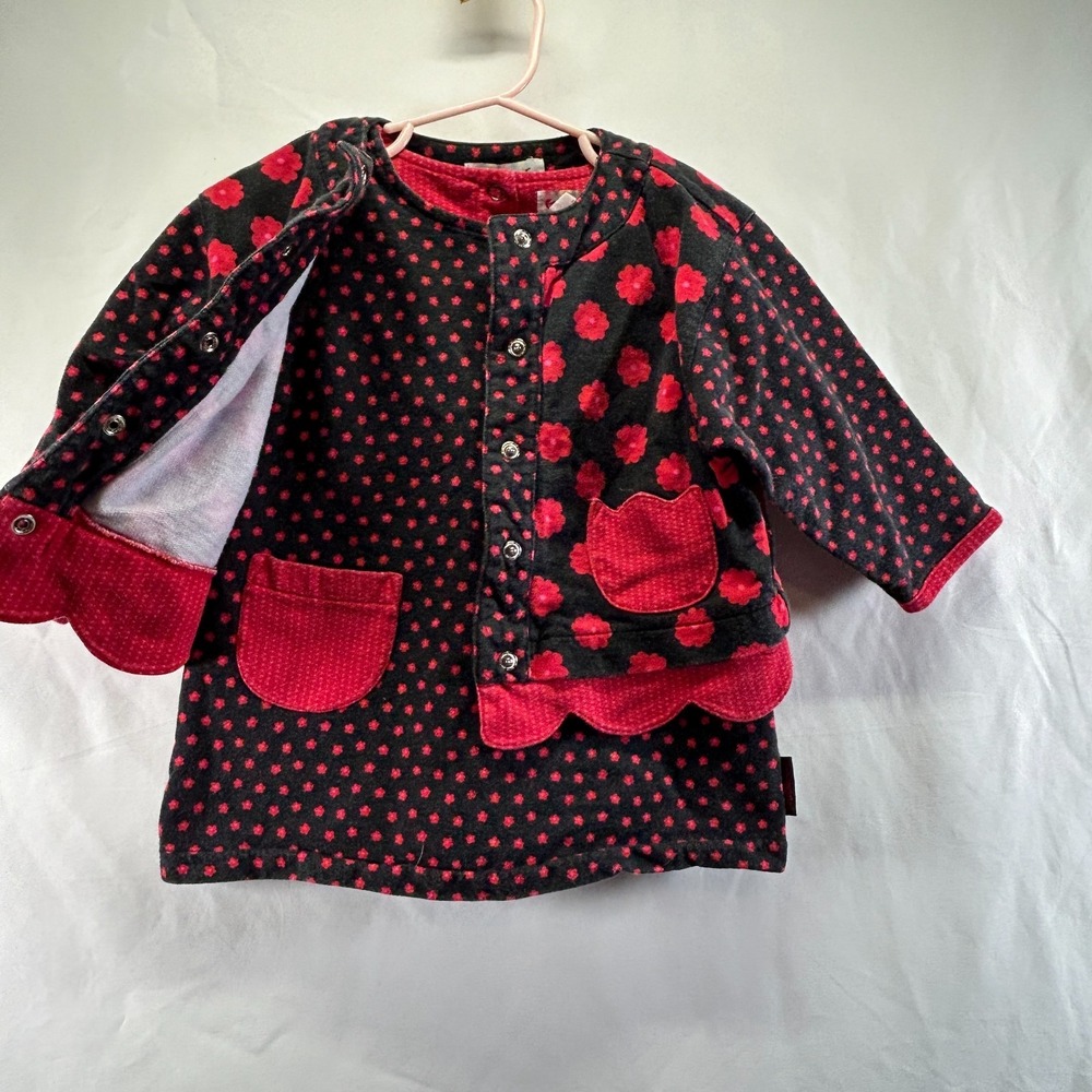 Vintage‎ Gymboree Rainbow Tag Jumper Dress & Jacket Set Black Red Cotton Size S